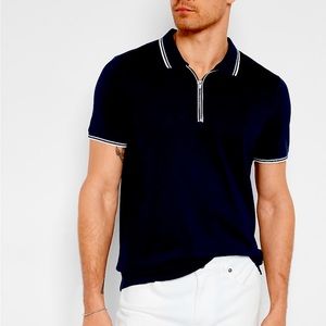 Tipped Luxe Pique Zip Polo